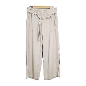 Blanknyc Linen Blend Paperbag Wide Leg‎ Pant  Beige High-Rise Coast Minimalist L